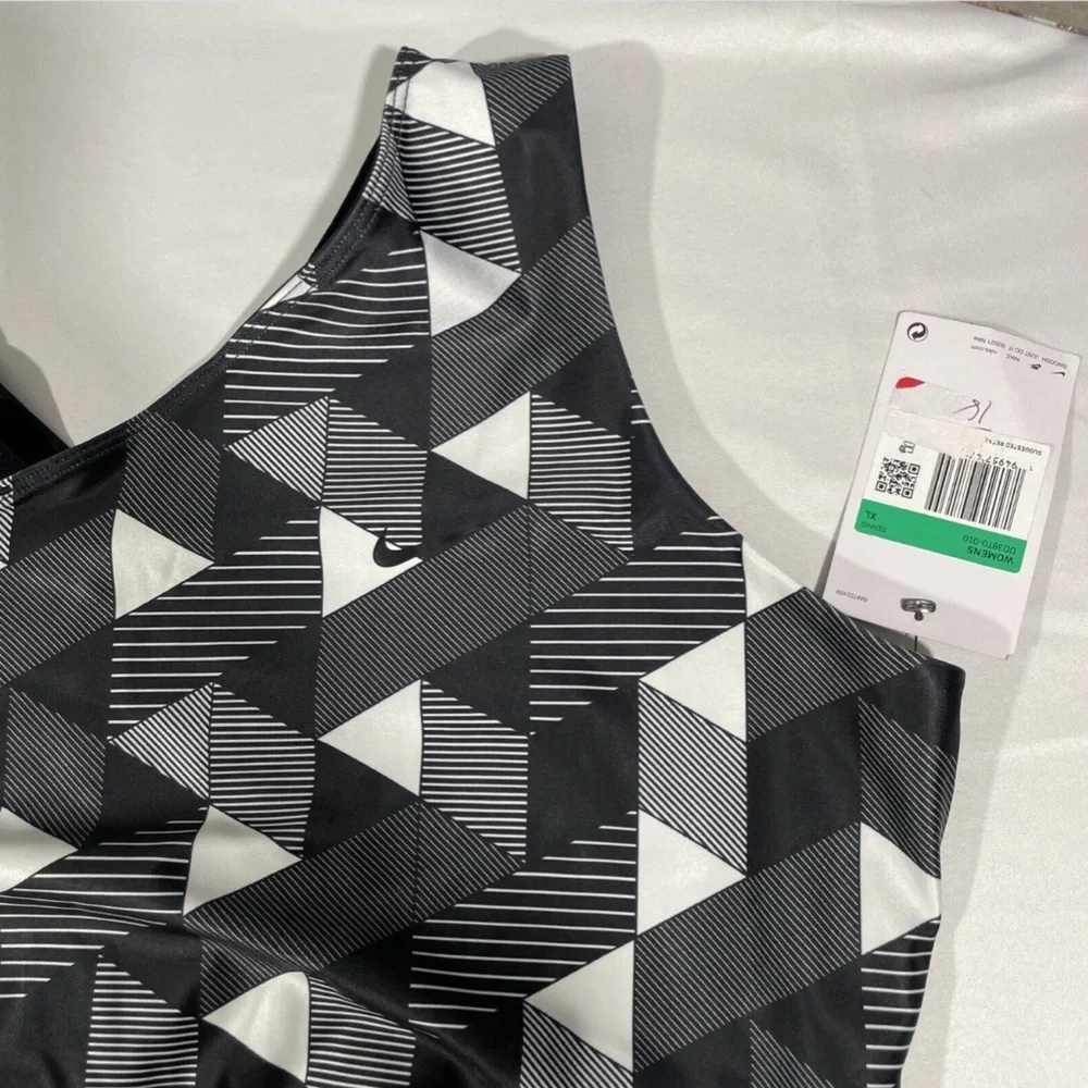 NWT Nike [ XL ] Serena Design‎ Crew Tennis Top in Black White Multi - Picture 5 of 12